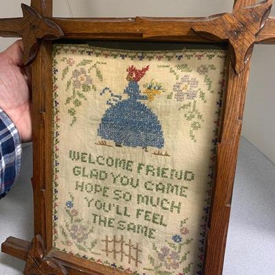TWO Early Needlepoint Works In Antique Frames