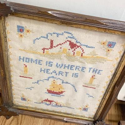 TWO Early Needlepoint Works In Antique Frames