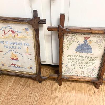 TWO Early Needlepoint Works In Antique Frames