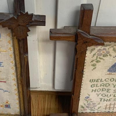 TWO Early Needlepoint Works In Antique Frames
