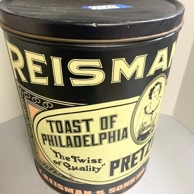 Large Vintage Reisman & Sons Pretzel Tin