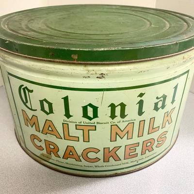 Large Colonial Biscuit Co Malt Milk Crackers Tin