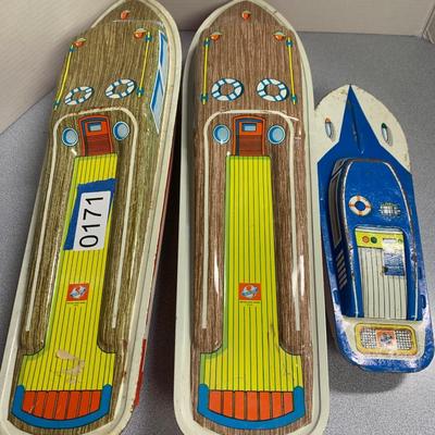 Ohio Art Tin Toy Boats Lot