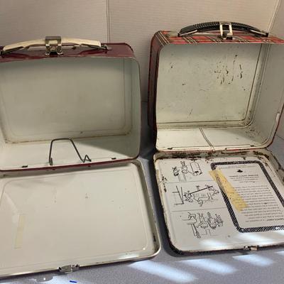TWO Vintage Metal Lunchboxes Redskins & Plaid
