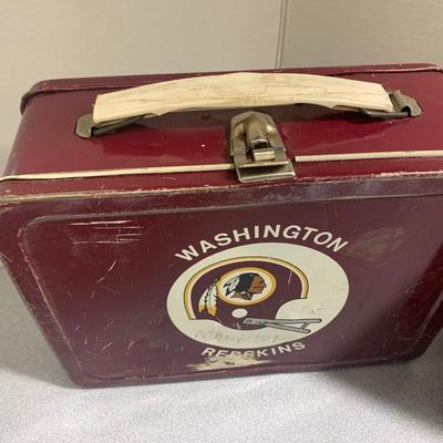 TWO Vintage Metal Lunchboxes Redskins & Plaid
