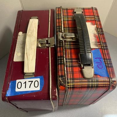 TWO Vintage Metal Lunchboxes Redskins & Plaid