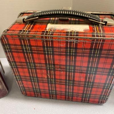 TWO Vintage Metal Lunchboxes Redskins & Plaid