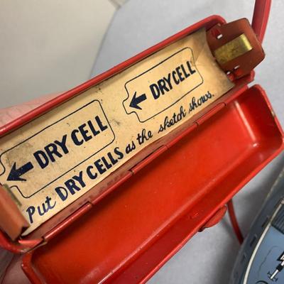 THREE Vintage Battery Operated Toys Atomic Sub Fire Chief Ding Dong Express