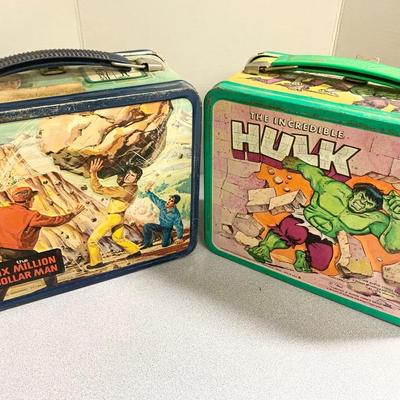 Vintage Marvel Lunchboxes Incredible Hulk & 6 Million Dollar Man