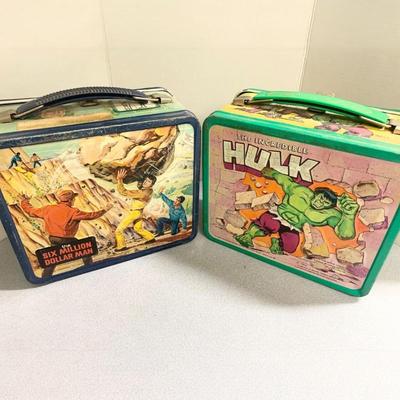 Vintage Marvel Lunchboxes Incredible Hulk & 6 Million Dollar Man