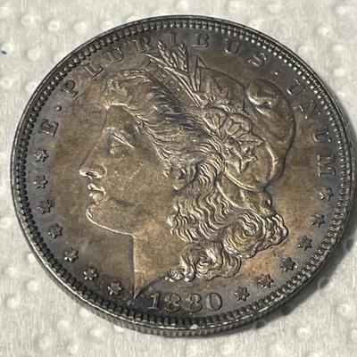1880-P AU+ CONDITION WIRED RIM MORGAN SILVER DOLLAR AS PICTURED. MAYBE AN OLD CIRCULATED PROOF COIN. FREE DOMESTIC SHIPPING.