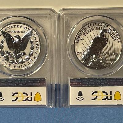 PCGS Certified 2023-S Morgan & Peace Reverse Silver 2-Coin Proof Set PR-70 First Day of Issue Superb Pair of Coins. FREE DOMESTIC...
