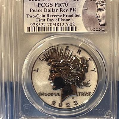 PCGS Certified 2023-S Morgan & Peace Reverse Silver 2-Coin Proof Set PR-70 First Day of Issue Superb Pair of Coins. FREE DOMESTIC...