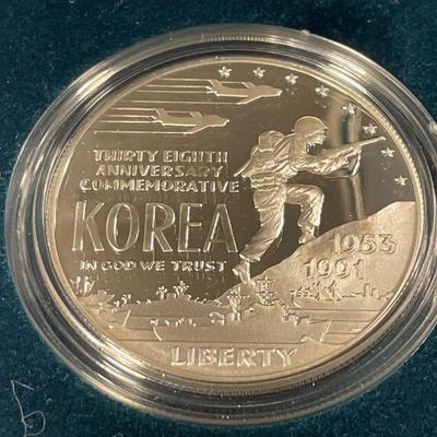 1991-P Korean War Commemorative Proof Silver Dollar Mint Box and COA as Pictured. FREE DOMESTIC SHIPPING.