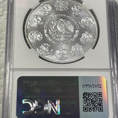 NGC CERTIFIED MEXICO 2023-MO MS70 EARLY RELEASE ONZA SILVER ROUND (#044) AS PICTURED. FREE DOMESTIC SHIPPING.