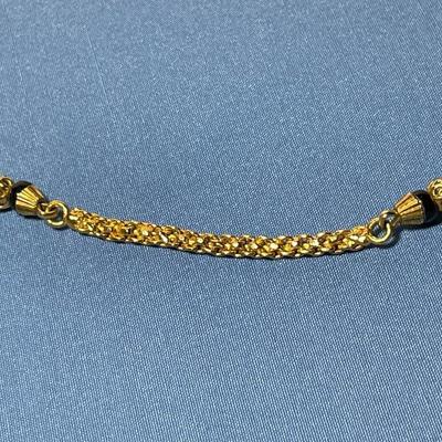Vintage Preowned Gold-toned Fashion Onyx Bead Necklace 50" in VG Condition as Pictured. FREE DOMESTIC SHIPPING.