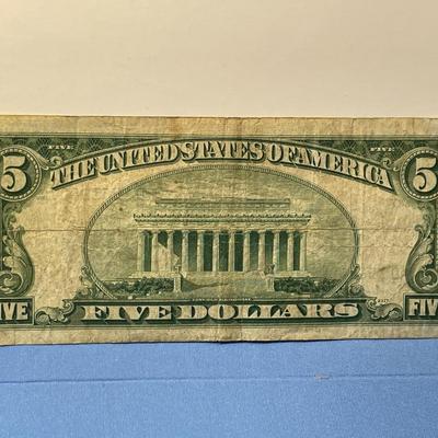 Series of 1953 Heavily Circulated Condition $5 Silver Certificate D35619807A as Pictured. FREE DOMESTIC SHIPPING.
