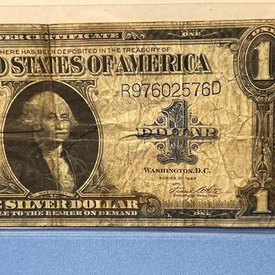 Series of 1923 $1 Horse-blanket Large Sized Silver Certificate Heavily Circulated Condition as Pictured. FREE DOMESTIC SHIPPING.