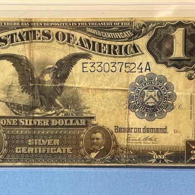 Series of 1899 Large Size $1 "Black Eagle" Silver Certificate - Well Circulated Horse Blanket as Pictured. No Tears Just Folds....