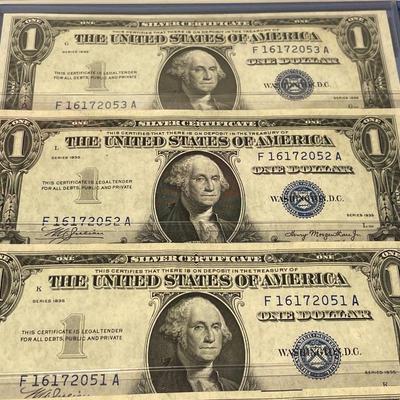 Scarce 5-Series 1935 $1.00 (Consecutive Serial Numbers) Silver Certificates Uncirculated Condition Banknotes F16172049A to F16172053A as...