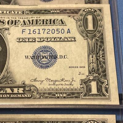 Scarce 5-Series 1935 $1.00 (Consecutive Serial Numbers) Silver Certificates Uncirculated Condition Banknotes F16172049A to F16172053A as...
