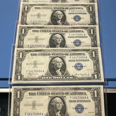 Scarce 5-Series 1935 $1.00 (Consecutive Serial Numbers) Silver Certificates Uncirculated Condition Banknotes F16172049A to F16172053A as...