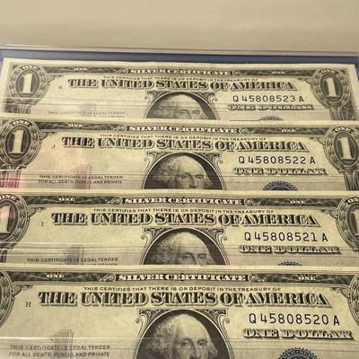 6-Series 1935-A $1.00 (Consecutive Serial Numbers) Silver Certificates Uncirculated Condition Banknotes Q45808518A to Q45808523A as...
