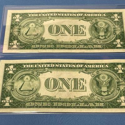 2-Series 1935-A $1.00 (Consecutive Serial Numbers) Silver Certificates Uncirculated Condition Banknotes Q45808516A/Q45808517A as Pictured.