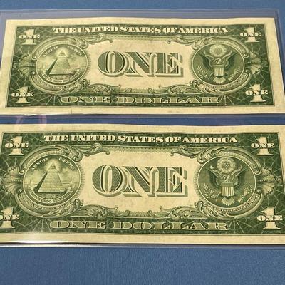 2-Series 1935-A $1.00 (Consecutive Serial Numbers) Silver Certificates Uncirculated Condition Banknotes Q45808515A/Q45808514A as Pictured.