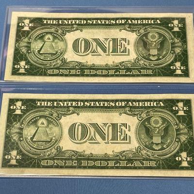 2-Series 1935-A $1.00 (Consecutive Serial Numbers) Silver Certificates Uncirculated Condition Banknotes A08200669C/A08200670C as Pictured.