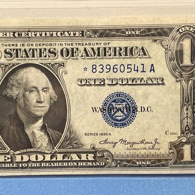 Series 1935-A $1.00 (***Star***) Silver Certificate Uncirculated Condition Serial *83960541A as Pictured. (***Star Banknote***). FREE...