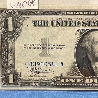 Series 1935-A $1.00 (***Star***) Silver Certificate Uncirculated Condition Serial *83960541A as Pictured. (***Star Banknote***). FREE...