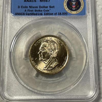 ANACS Certified 2016-D MS67 RICHARD NIXON Presidential Dollar Coin "First Strike" as Pictured. FREE DOMESTIC SHIPPING.