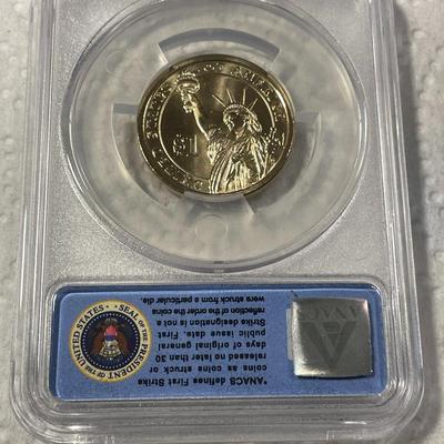 ANACS Certified 2013-D MS67 WOODROW WILSON Presidential Dollar Coin "First Strike" as Pictured. FREE DOMESTIC SHIPPING.