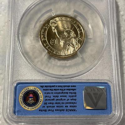 ANACS Certified 2013-P MS67 WILLIAM McKINLEY Presidential Dollar Coin "First Strike" as Pictured. FREE DOMESTIC SHIPPING.