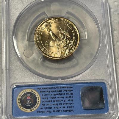 ANACS Certified 2015-P MS67 DWIGHT D. EISENHOWER Presidential Dollar Coin "First Strike" as Pictured. FREE DOMESTIC SHIPPING.
