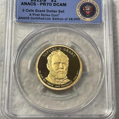 ANACS Certified 2011-S PROOF70 DEEP CAMEO ULYSSES S. GRANT Presidential Dollar Coin "First Strike" as Pictured. FREE DOMESTIC...