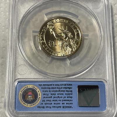 ANACS Certified 2011-D MS67 JAMES GARFIELD Presidential Dollar Coin "First Strike" as Pictured. FREE DOMESTIC SHIPPING.