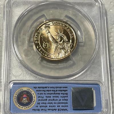 ANACS Certified 2010-D MS67 JAMES BUCHANAN Presidential Dollar Coin "First Strike" as Pictured. FREE DOMESTIC SHIPPING.