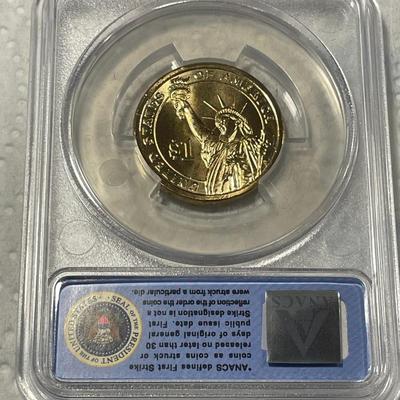 ANACS Certified 2010-D MS67 FRANKLIN PIERCE Presidential Dollar Coin "First Strike" as Pictured. FREE DOMESTIC SHIPPING.