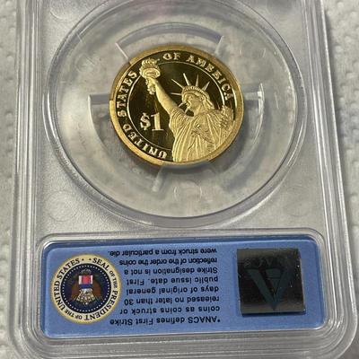 ANACS Certified 2008-S PROOF70 DEEP CAMEO MARTIN VAN BUREN Presidential Dollar Coin "First Strike" as Pictured. FREE DOMESTIC...