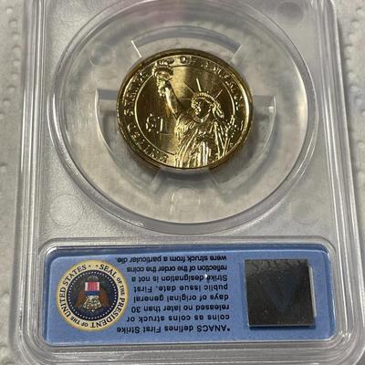 ANACS Certified 2008-D MS67 MARTIN VAN BUREN Presidential Dollar Coin "First Strike" as Pictured. FREE DOMESTIC SHIPPING.