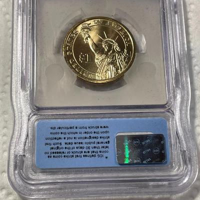 ICG Certified 2008-P MS67 JAMES MONROE Presidential Dollar Coin "First Strike" as Pictured. FREE DOMESTIC SHIPPING.