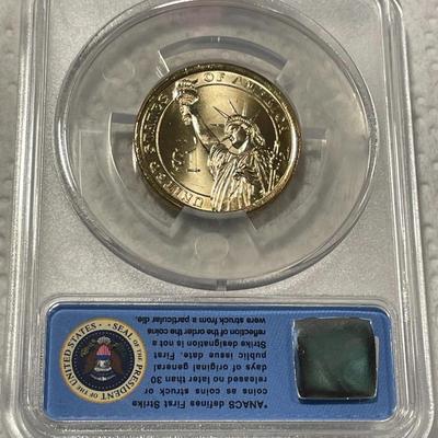 ANACS Certified 2014-P MS67 CALVIN COOLIDGE Presidential Dollar Coin "First Strike" as Pictured. FREE DOMESTIC SHIPPING.