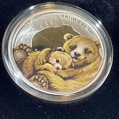 Australian MOTHER'S LOVE BEAR 2014 Proof Colorized 1/2 Ounce .999 Fine Silver Coin Limited to 10,000 as Pictured. Free Domestic...