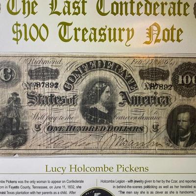 THE LAST CONFEDERATE TREASURY $50 & $100 NOTES -by THE POSTAL COMMEMORATIVE SOCIETY IN A NICE PRESENTATION FOLDER AS PIC'D.