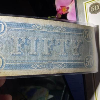 THE LAST CONFEDERATE TREASURY $50 & $100 NOTES -by THE POSTAL COMMEMORATIVE SOCIETY IN A NICE PRESENTATION FOLDER AS PIC'D.