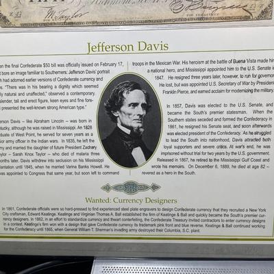 THE LAST CONFEDERATE TREASURY $50 & $100 NOTES -by THE POSTAL COMMEMORATIVE SOCIETY IN A NICE PRESENTATION FOLDER AS PIC'D.