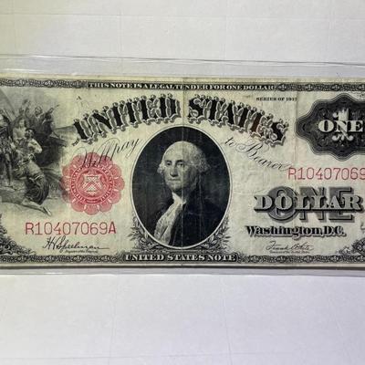 Series of 1917 Circulated Condition $1 Legal Tender Large Size Legal Tender Red Seal Currency as Pictured. Free Domestic Shipping.