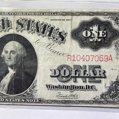 Series of 1917 Circulated Condition $1 Legal Tender Large Size Legal Tender Red Seal Currency as Pictured. Free Domestic Shipping.